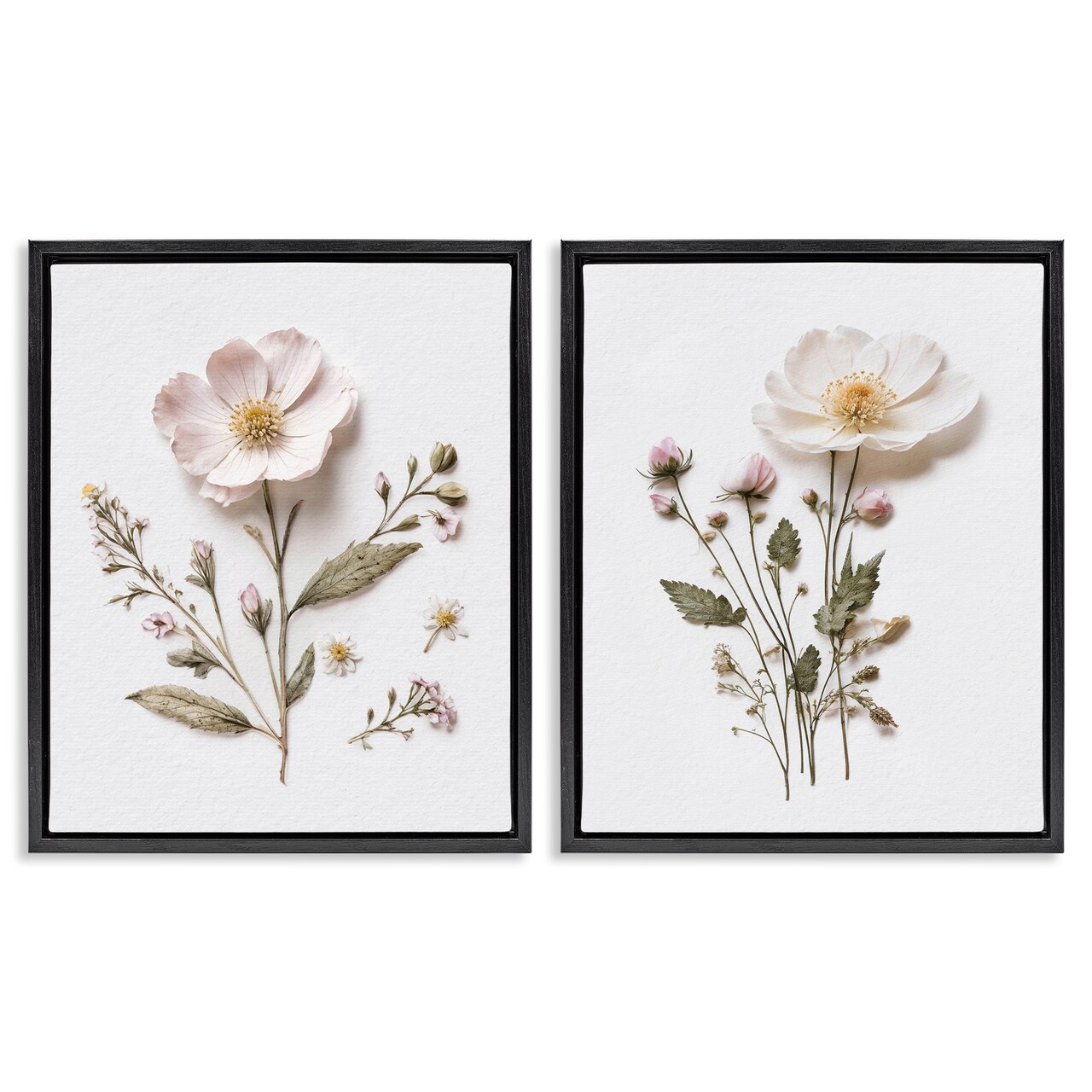 Stupell Industries Minimal Pressed Flowers 2pc Floating Frame Set, design by Lettered and Lined